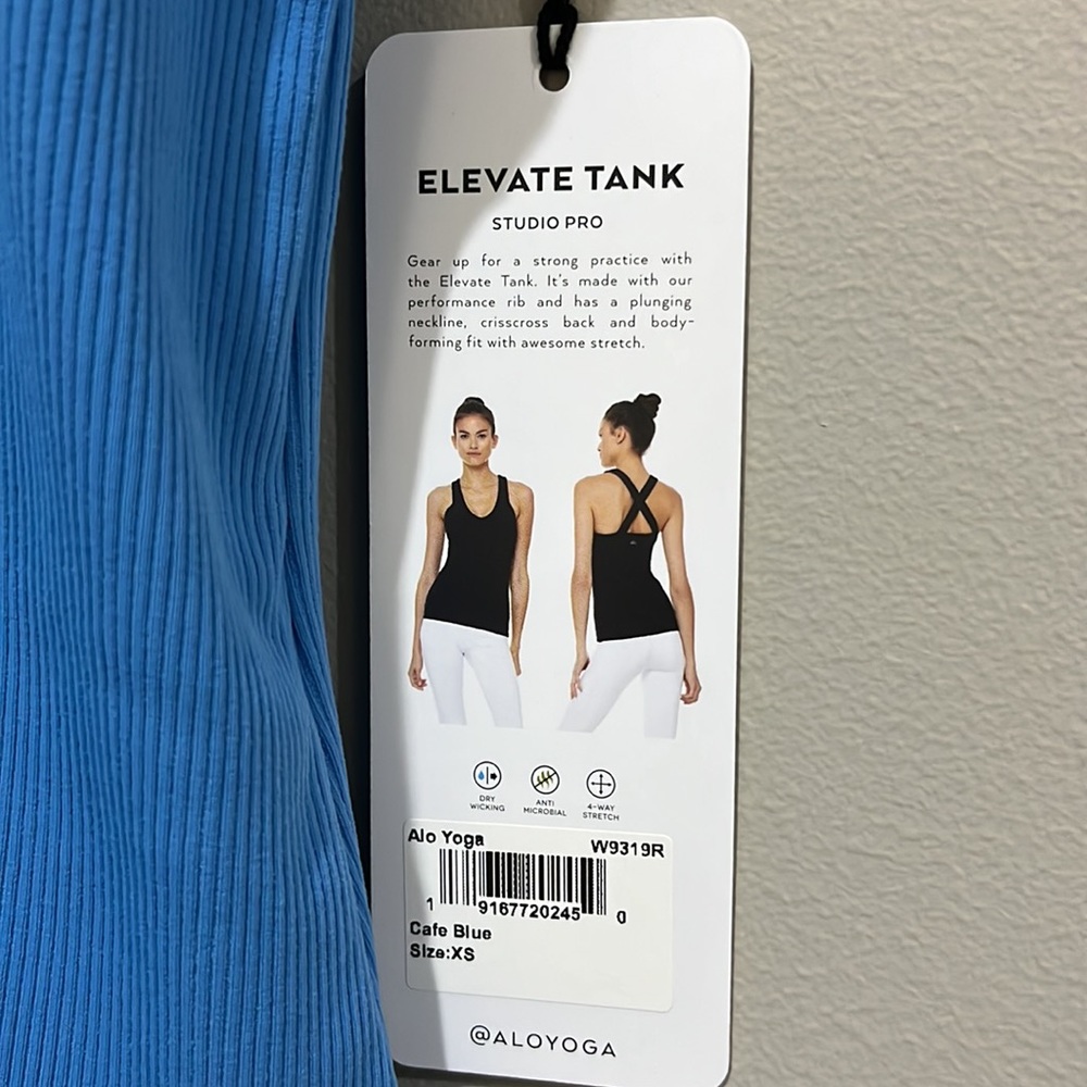 ALO Elevate Rib Tank in Caf Blue Size XS - Picture 6 of 9